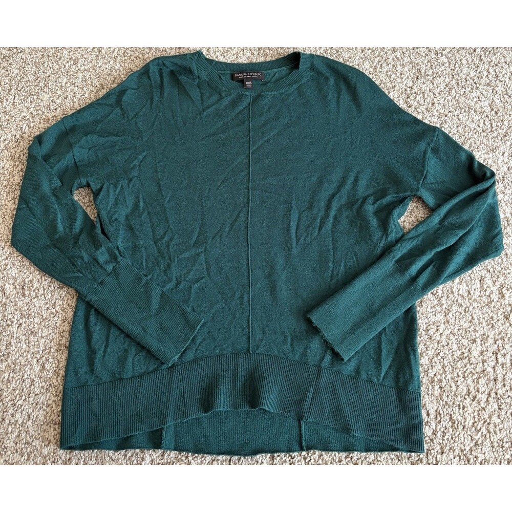 Women's Banana Republic Green Merino Wool Lightweight Sweater, Size XXS